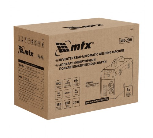 Аппарат инвертор. полуавтомат. cварки MIG-200S, 200A, ПВ 60%, катушка 5 кг MTX
