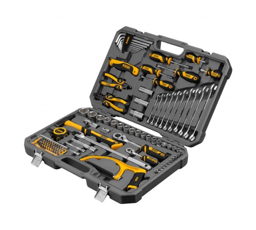 Набор инструментов, 1/2", 1/4", CrV, S2, пластиковый кейс, 100 предметов Denzel
Набор инструментов, 1/2", 1/4", CrV, S2, пластиковый кейс, 100 предметов Denzel