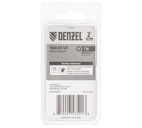 Бита T10x50, 5 шт. Denzel
