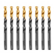 Сверло по металлу, 8,5 мм, HSS-Tin, Golden Tip, 8 шт. Denzel
