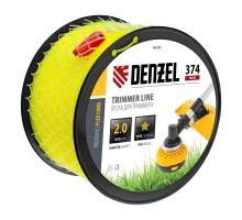 Леска для триммера звезда, 2,0мм х 374м, на DIN катушке FLEX CORD,  Denzel
