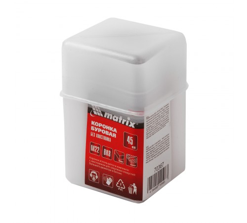 Буровая коронка, M22 х 45 мм Matrix
Буровая коронка, M22 х 45 мм Matrix