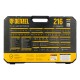 Набор инструментов, 1/2", 1/4", 3/8", CrV, S2, пластиковый кейс, 216 предметов Denzel