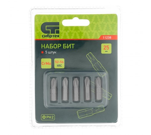 Бита PH2 x 25, сталь CrMo, 5 шт. Сибртех
Бита PH2 x 25, сталь CrMo, 5 шт. Сибртех