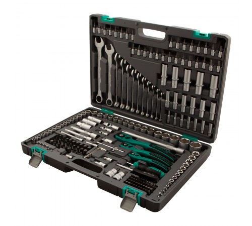 Набор инструментов, 1/4", 3/8", 1/2", Cr-V, S2, усиленный кейс, 216 предметов Stels
