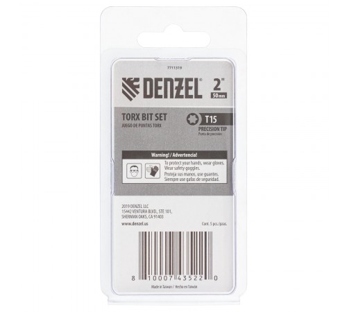 Бита T15x50, 5 шт. Denzel
Бита T15x50, 5 шт. Denzel